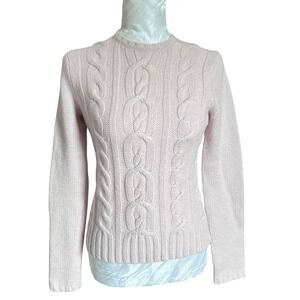 Vintage Y2K GAP Sz XS Soft Pale Pink Cable Knit Wool Angora Blend Sweater Cozy